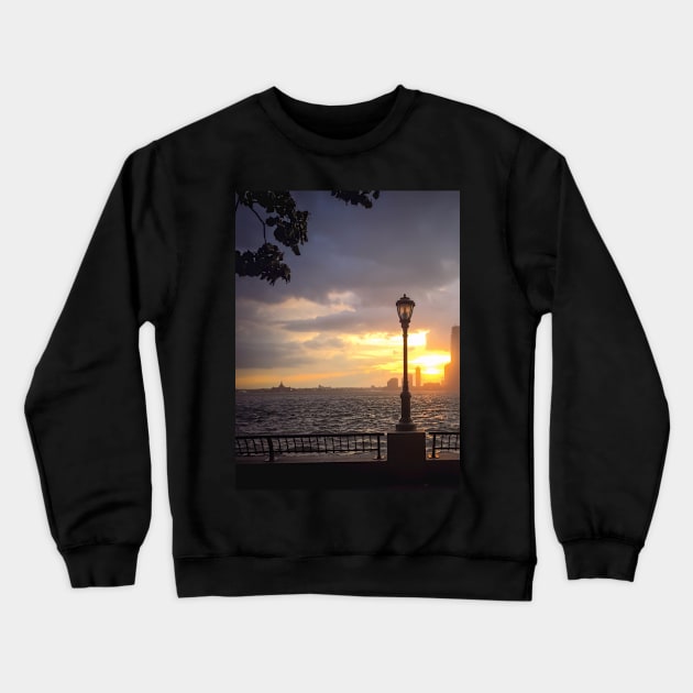 Battery Park Skyline Manhattan Sunset New York City Crewneck Sweatshirt by eleonoraingrid